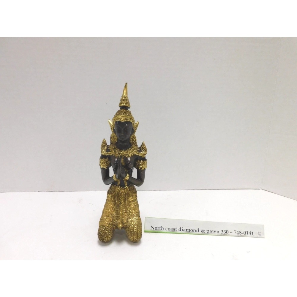 Thai Thepanom Angel Statue Kneeling Teppanyaki Guardian Gold Figurine DW26